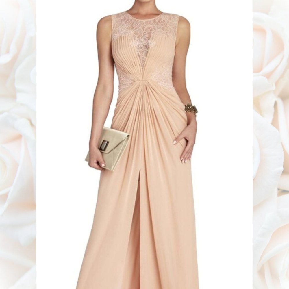 BCBGMaxAzria Tamara Lace Detail Column Gown | NWOT